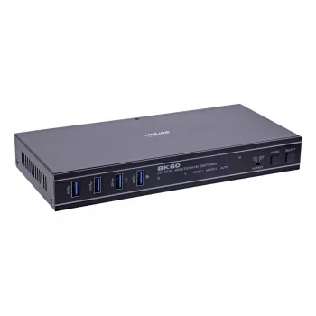 InLine 57885H KVM prepínač, 2-cestný, HDMI, dva monitory, 8K60Hz, USB hub, čierny