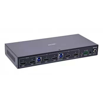 InLine 57885H KVM prepínač, 2-cestný, HDMI, dva monitory, 8K60Hz, USB hub, čierny