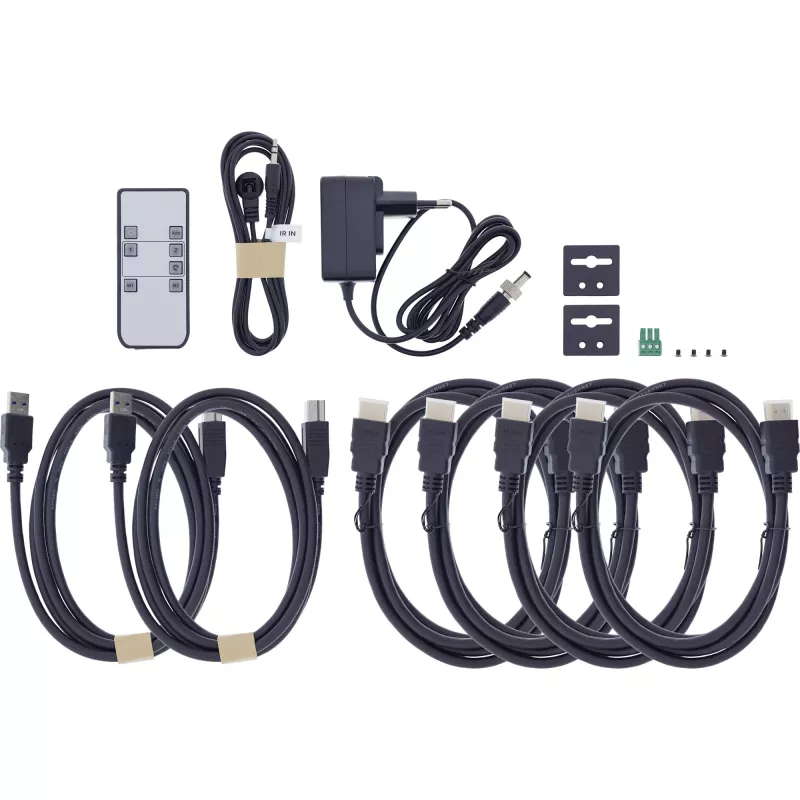 InLine 57885H KVM prepínač, 2-cestný, HDMI, dva monitory, 8K60Hz, USB hub, čierny
