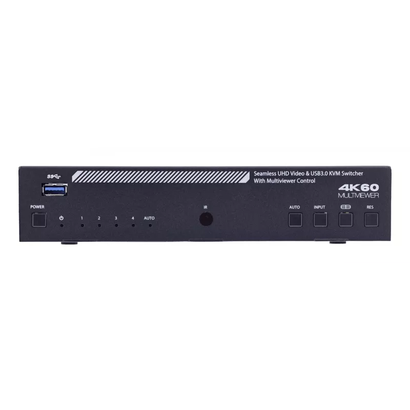 InLine 57885I KVM prepínač, 4-cestný, HDMI, 4K60Hz, multiviewer, USB hub, čierny