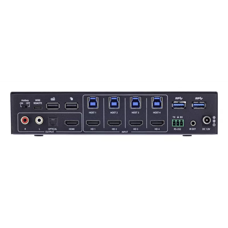 InLine 57885I KVM prepínač, 4-cestný, HDMI, 4K60Hz, multiviewer, USB hub, čierny