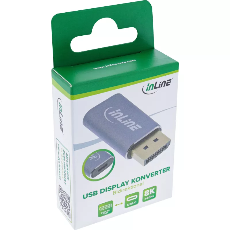 InLine 64107I video kábel adaptér USB Type-C DisplayPort sivý