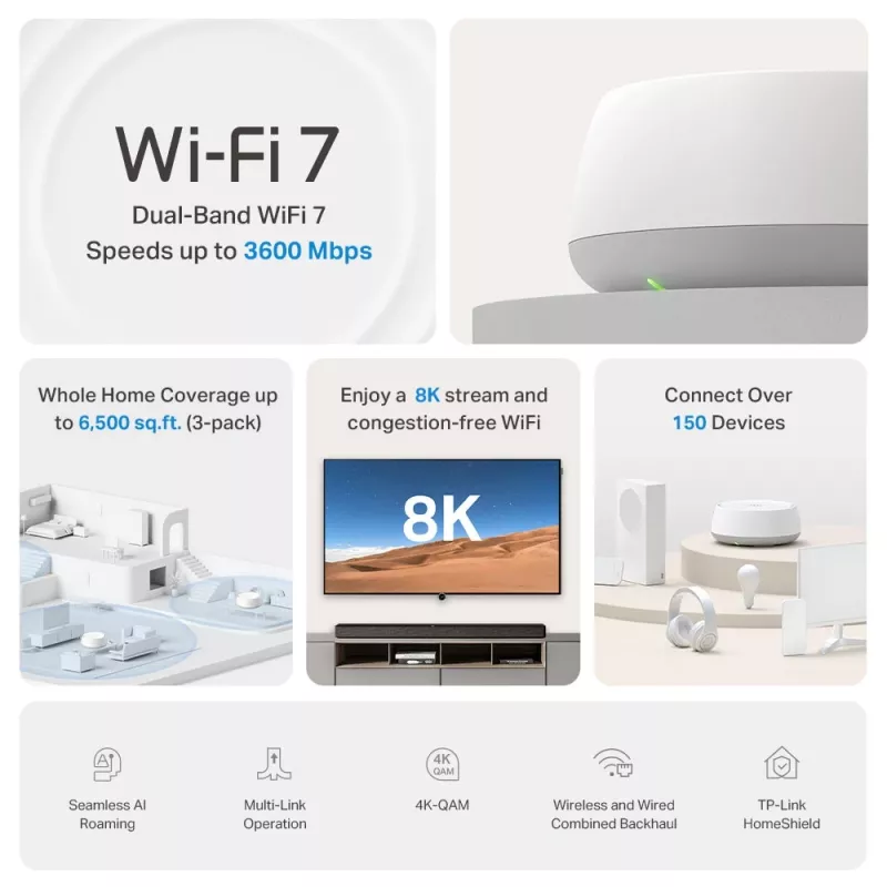 TP-Link DECO BE22 dvojpásmové (2,4 GHz / 5 GHz) Wi-Fi 7 (802.11be) biela 2 Intern