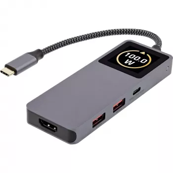 USB-C rozhranie hub InLine 35392D USB 3.2 Gen 2 Type-C host na HDMI, USB-A, USB-C 10000 Mbit/s sivý