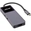 USB-C rozhranie hub InLine 35392D USB 3.2 Gen 2 Type-C host na HDMI, USB-A, USB-C 10000 Mbit/s sivý