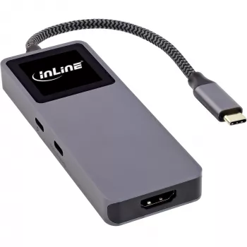 USB-C rozhranie hub InLine 35392D USB 3.2 Gen 2 Type-C host na HDMI, USB-A, USB-C 10000 Mbit/s sivý