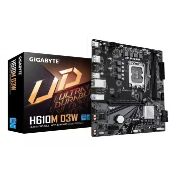 Základná doska GIGABYTE H610M D3W LGA1700 pre Intel CPU 12.–14. generácie, 5+1+1 VRM, DDR5 do 5600 MHz, 128 GB, PCIe 3.0 M.2, 1 GbE, USB 3.2 Gen1