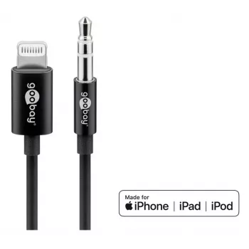 Audio prepojovací kábel Goobay Apple Lightning na 3,5 mm 1 m čierny