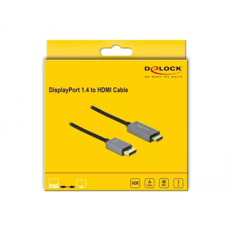 Aktívny DisplayPort 1.4 na HDMI kábel DeLOCK 85930 3 m