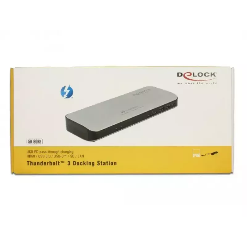 Dokovacia stanica pre notebook DeLOCK 87725 káblová Thunderbolt 3 čierno-strieborná