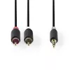 Audio kábel Nedis CABW22200AT10 1 m 3,5 mm 2xRCA antracitový