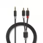 Audio kábel Nedis CABW22200AT10 1 m 3,5 mm 2xRCA antracitový