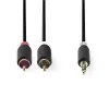 Audio kábel Nedis CABW22200AT20 2 m 3,5 mm 2 x RCA antracitový