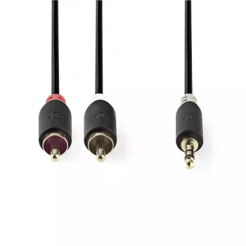 Audio kábel Nedis CABW22200AT20 2 m 3,5 mm 2 x RCA antracitový