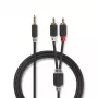Audio kábel Nedis CABW22200AT20 2 m 3,5 mm 2 x RCA antracitový