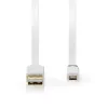 USB kábel Nedis CCBW60500WT10 1 m USB 2.0 A na Micro-USB B biely