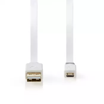 USB kábel Nedis CCBW60500WT10 1 m USB 2.0 A na Micro-USB B biely