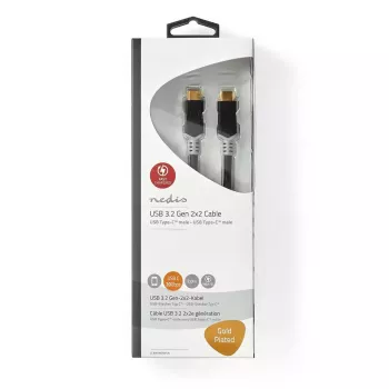 USB kábel Nedis CCBW64020AT20 USB4 Gen 2x2 2 m USB C čierno-strieborná