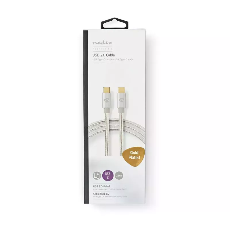 USB kábel Nedis CCTB60700AL20 2m USB C hliník USB 2.0