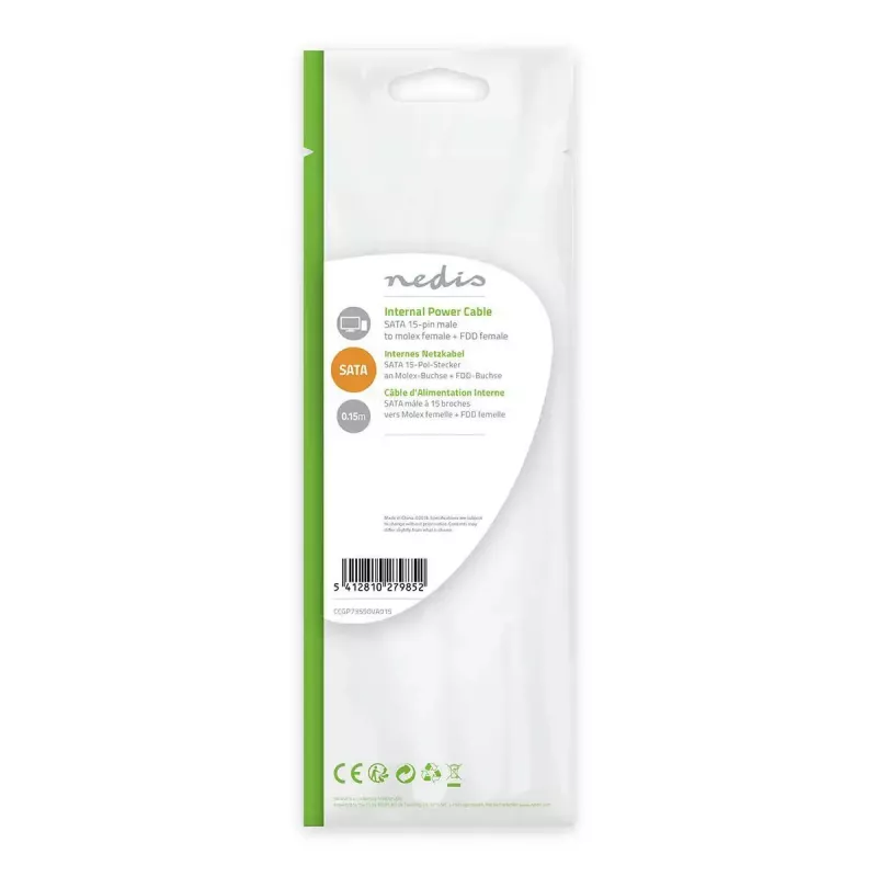 Nedis CCGP73520VA015 interný napájací kábel 0,15 m 2 x SATA 15-pinový Molex 4-pinový