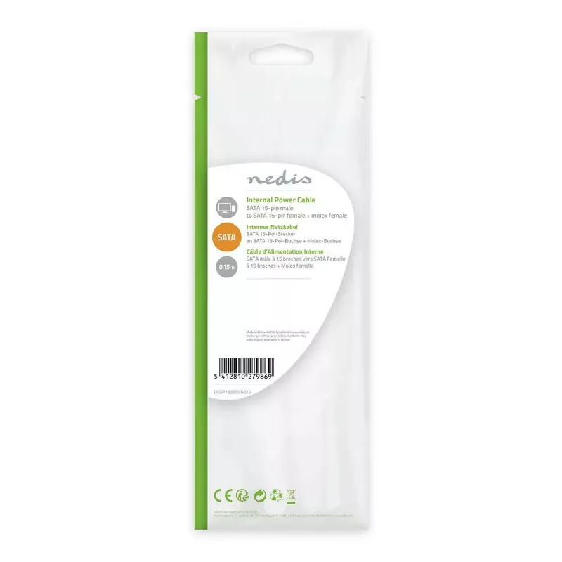 Nedis CCGP73555VA015 interný napájací kábel 0,15 m SATA 15-pinový Molex