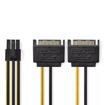 Interný napájací kábel Nedis CCGP74205VA015 0,15 m 2 x SATA 15-pin PCI-E 6-pin