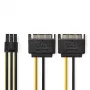 Interný napájací kábel Nedis CCGP74205VA015 0,15 m 2 x SATA 15-pin PCI-E 6-pin