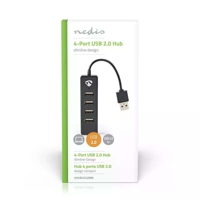 USB hub Nedis UHUBU2420BK USB 2.0 480 Mbit/s čierny