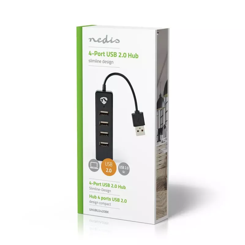 USB hub Nedis UHUBU2420BK USB 2.0 480 Mbit/s čierny