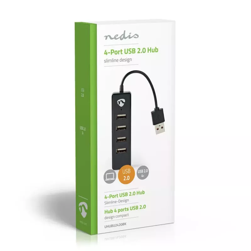 USB hub Nedis UHUBU2420BK USB 2.0 480 Mbit/s čierny