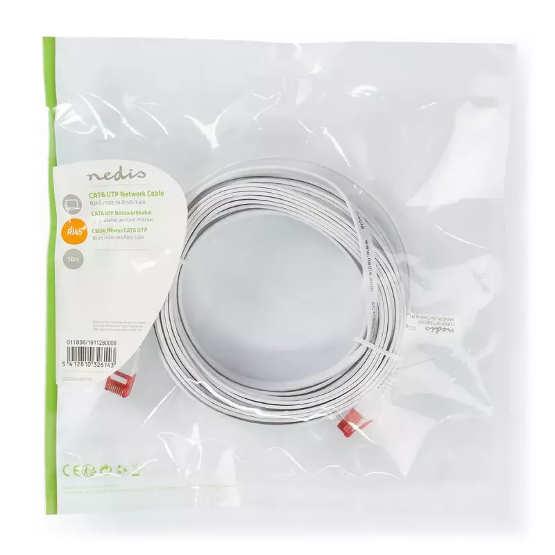 Nedis CCGP85216WT100 Sieťový kábel biely 10 m Cat6 U/UTP