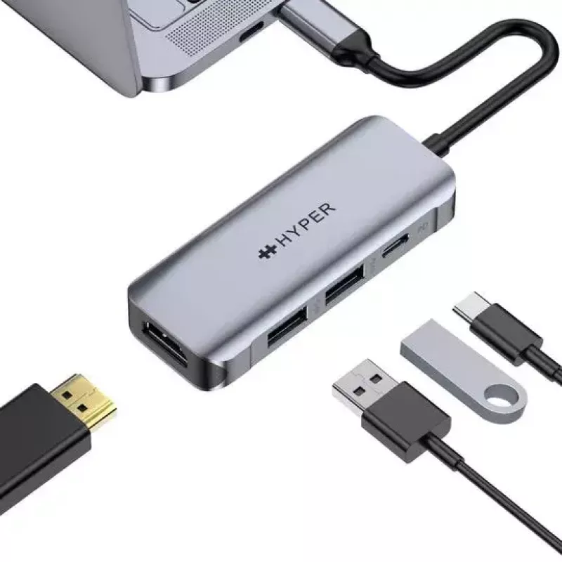 Notebook dock HYPER HD41-GL USB 2.0 Type-C čierny sivý