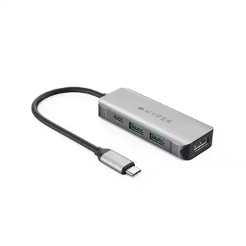 Notebook dock HYPER HD41-GL USB 2.0 Type-C čierny sivý