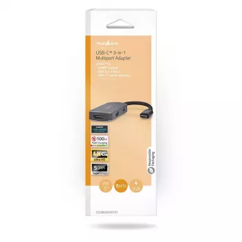 USB hub Nedis CCGB64230GY01 Type-C 5000 Mbit/s sivý