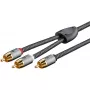RCA audio kábel WENTRONIC Goobay 65302 — 2xRCA na RCA, 5 m, meď, pozlátené kontakty, magneticky tienený