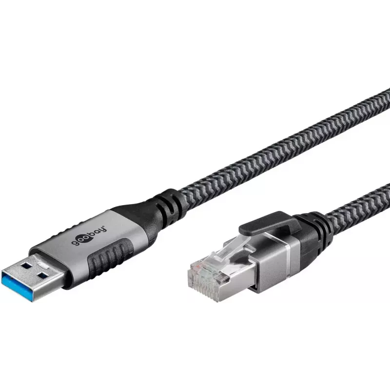 Goobay káblový adaptér USB A RJ-45 15m čierny strieborný