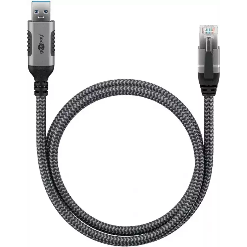 Goobay káblový adaptér USB A RJ-45 15m čierny strieborný