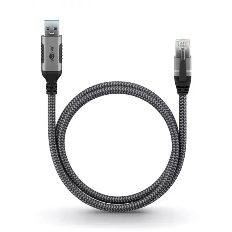 Goobay káblový adaptér USB A RJ-45 15m čierny strieborný