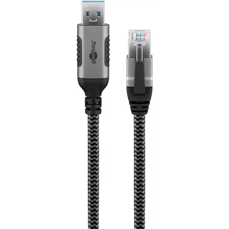 Goobay káblový adaptér USB A RJ-45 15m čierny strieborný