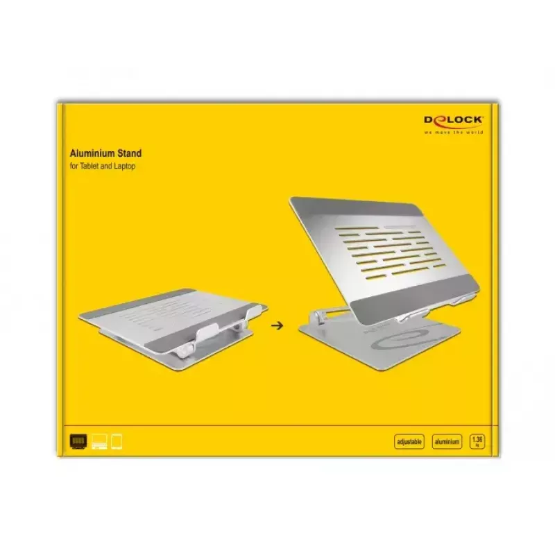 Delock 18414 stojan na tablet a notebook, nastaviteľný, hliník, do 39,6 cm (15,6 palca)