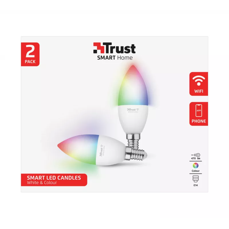 Smart žiarovka TRUST 71293 – Wi-Fi Smart Light, biela, AC, 37×100 mm, balenie 2 ks
