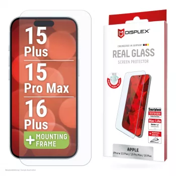 Displex ochranná fólia displeja (10H) pre Apple iPhone 15 Plus/15 Pro Max/16 Plus, Eco montážny rámik, odolná proti poškriabaniu