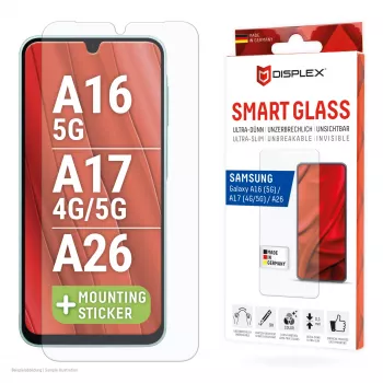 Displex Smart Glass (9H) pre Samsung Galaxy A26/A16 (5G)/A17 (4G/5G), montážne nálepky, nerozbitné