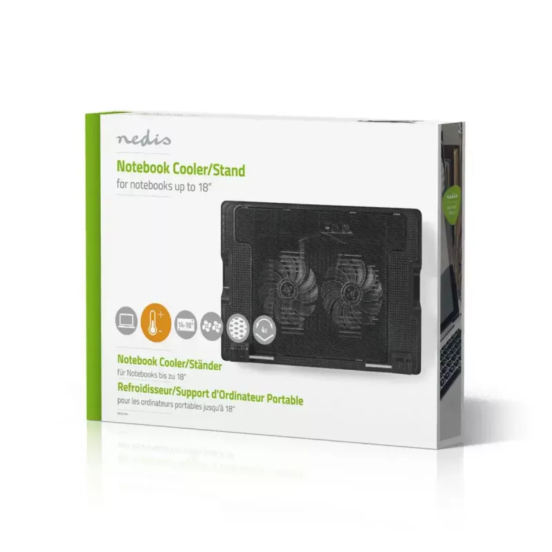 Chladiaci podložka pod laptop Nedis NBCR200BK 2 ventilátory 14 cm čierna