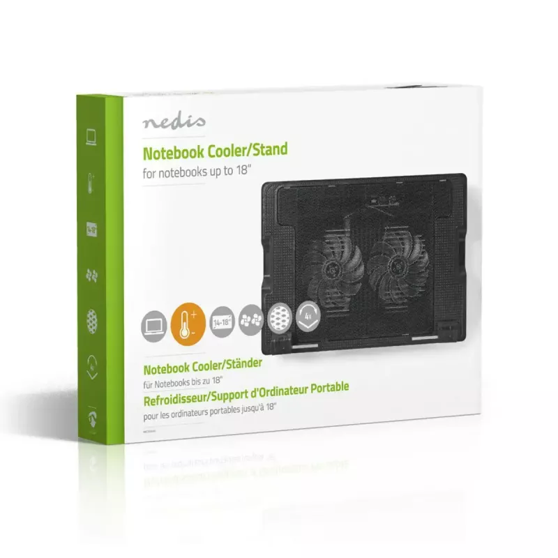 Chladiaci podložka pod laptop Nedis NBCR200BK 2 ventilátory 14 cm čierna