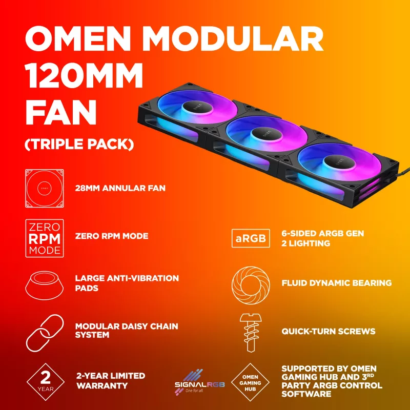 HP OMEN modulárny 120mm ventilátor - balenie 3 ks čierny