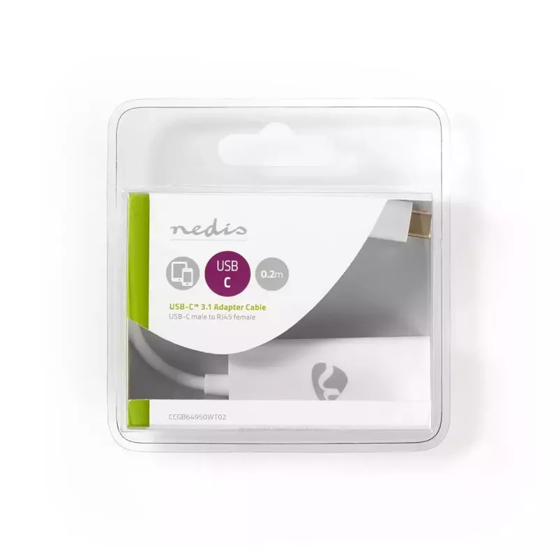 Sieťový kábel Nedis CCGB64950WT02 RJ-45 Cat8.1 0,2 m biely