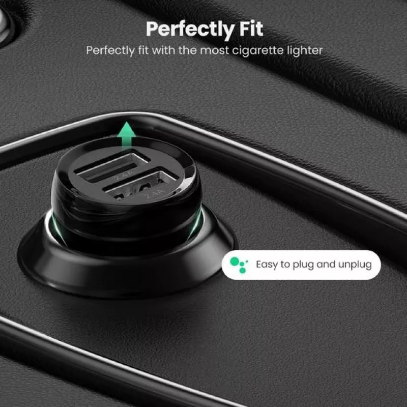 Ugreen 50875 mobilná nabíjačka MP4, mobilný počítač čierna auto zapaľovač