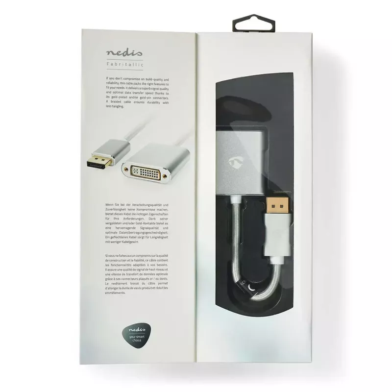 Nedis CCTB37250AL02 video adaptérový kábel 0,2 m DisplayPort DVI-D strieborný