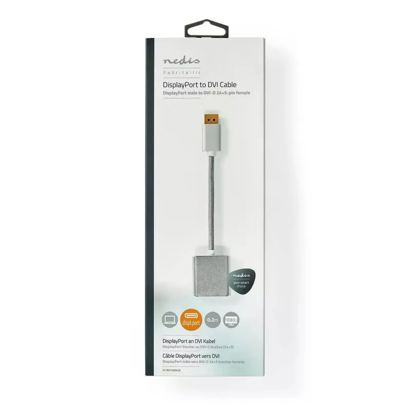 Nedis CCTB37250AL02 video adaptérový kábel 0,2 m DisplayPort DVI-D strieborný
